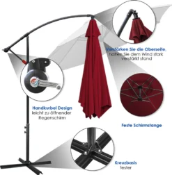 Lospitch 3m Sonnenschirm Ampelschirm Gartenschirm Terrassen UV40+ Marktschirm,Rot,3m -Grünwelt Exporteren Garten-Winkel 460cb0396d0bad535e0ff3fc59571803