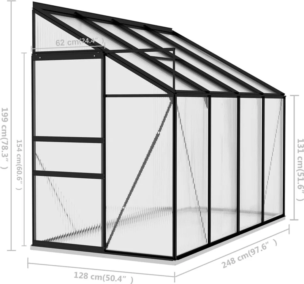 VidaXL Gewächshaus Anthrazit Aluminium 5,24 M³ 8 VidaXL Gewächshaus Anthrazit Aluminium 5,24 M³ – Bild 8