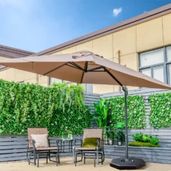 COSTWAY Sonnenschirm Ø300cm Ampelschirm, Terrassenschirm Neigbar, Gartenschirm Mit Kurbel & Gekreuzter Basis, Großer Regenschirm Für Gärten, Terrassen, Cafés, Strandschirm