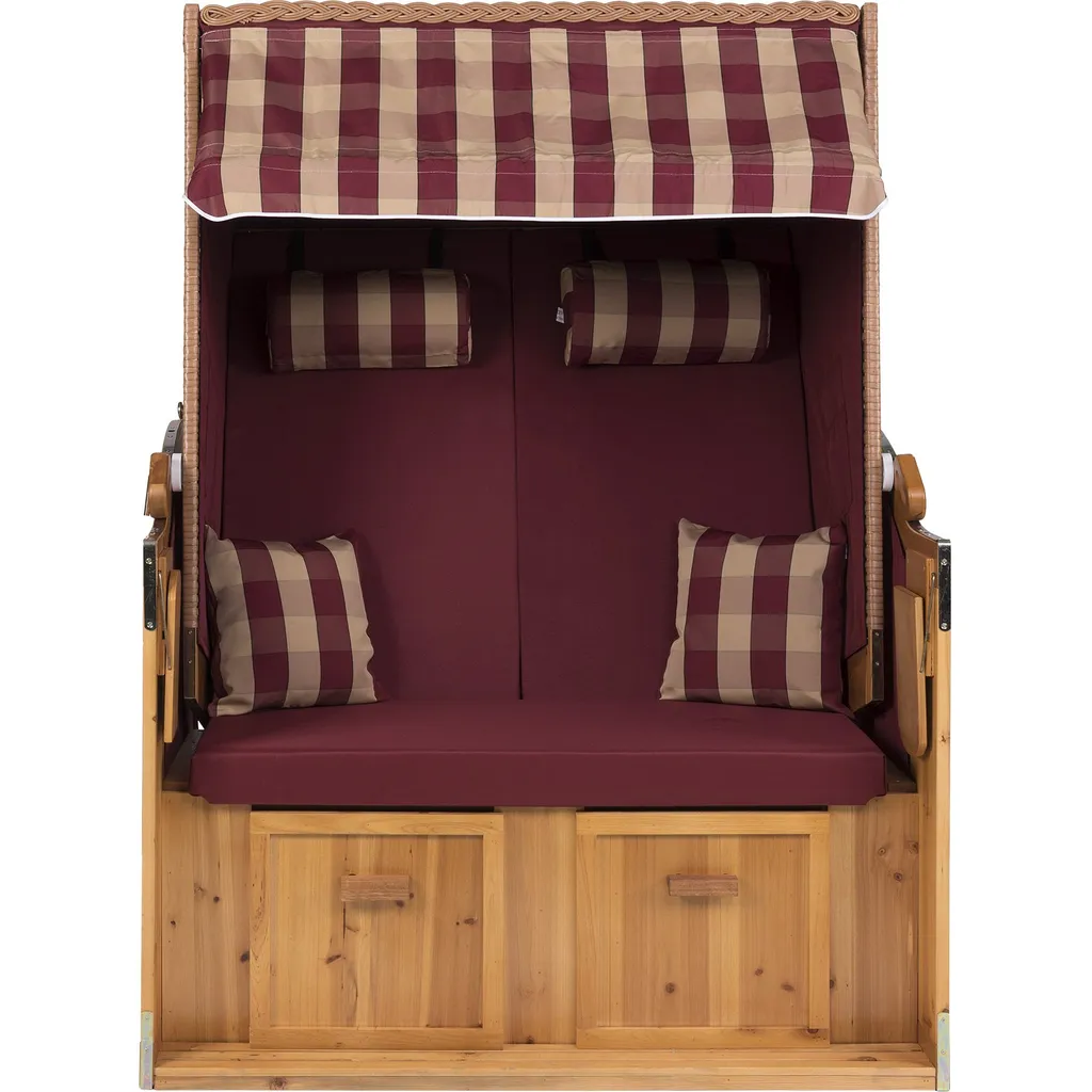 Strandkorb Ostsee XXL Volllieger 2 Sitzer - 120 Cm Breit - Burgund Rot Weiß Inklusive Schutzhülle, Ideal Für Garten Und Terasse 3 Strandkorb Ostsee XXL Volllieger 2 Sitzer - 120 Cm Breit - Burgund Rot Weiß Inklusive Schutzhülle, Ideal Für Garten Und Terasse – Bild 3