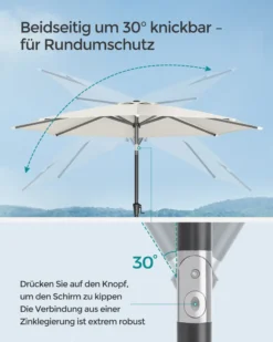 SONGMICS Sonnenschirm 300 Cm, UPF 50+, Beidseitig Um 30° Knickbar, Sonnenschutz, Mit Kurbel Zum Öffnen/Schließen, Beige GPU30BE -Grünwelt Exporteren Garten-Winkel 48c00b70abcffdfe11e975622ba4b74d