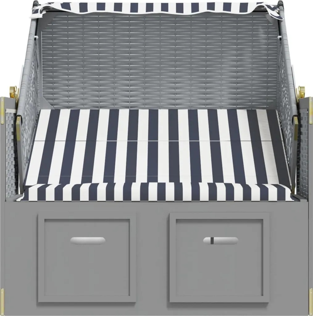 VidaXL Strandkorb Mit Dach Poly Rattan Und Massivholz Blau & Weiß 7 VidaXL Strandkorb Mit Dach Poly Rattan Und Massivholz Blau & Weiß – Bild 7