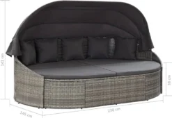 VidaXL Outdoor-Loungebett Mit Dach Grau -Grünwelt Exporteren Garten-Winkel 494bde3c10c058f1daeb25f536a5d22c