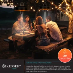 KESSER® Deckenheizstrahler Heizpilz Infrarot-Heizstrahler 2500W Terrassenstrahler Mit Fernbedienung Quarzstrahler | LED Licht | Decke | Infrarotstrahler | Mit Kette + Karabinerhaken Carbon-Heizelement, Farbe:Schwarz -Grünwelt Exporteren Garten-Winkel 495f3a100d27ce23bf937d2931b26d65