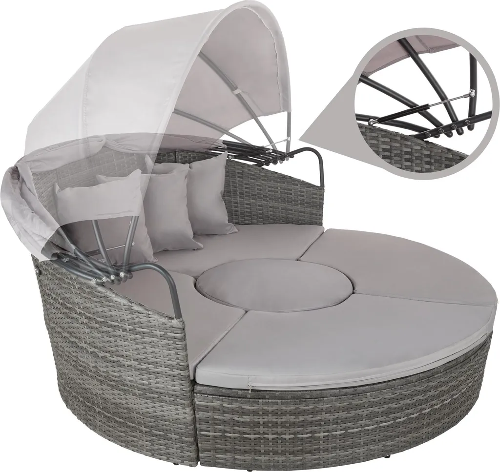 Tectake Sonneninsel Rattan Mit Aluminiumgestell Und Sonnendach - Grau 8 Tectake Sonneninsel Rattan Mit Aluminiumgestell Und Sonnendach - Grau – Bild 8