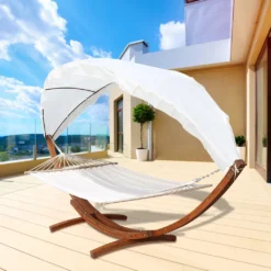 Clanmacy Haengematte Mit Gestell Und Sonnendach, Hammock Aus Wetterfestem Laerchenholz, Bis 200kg, Stabhaengematte Fuer 2 Personen Outdoor Und Indoor 9 Clanmacy Haengematte Mit Gestell Und Sonnendach, Hammock Aus Wetterfestem Laerchenholz, Bis 200kg, Stabhaengematte Fuer 2 Personen Outdoor Und Indoor -Grünwelt Exporteren Garten-Winkel 49b6162e335edd684e4a6112f88b01c2