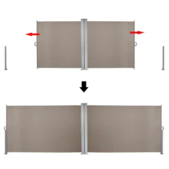 EINFEBEN Doppel Seitenmarkise Markisen Wandmarkise 160x600cm Ausziehbar Garten Sichtschutz Braun -Grünwelt Exporteren Garten-Winkel 49c4a9308bf1b32fac900dff9e1808b0