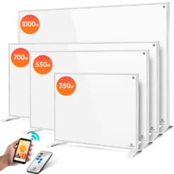KESSER® Infrarotheizung Energiesparend Infrarot 2in1 Standgerät & Wandmontage Elektroheizung Mit Fernbedienung Thermostat & App-Steuerung Timer Elektrisch Heizpaneel Heizung Konvektor Standfüße, Farbe:Weiß, Größe:350W