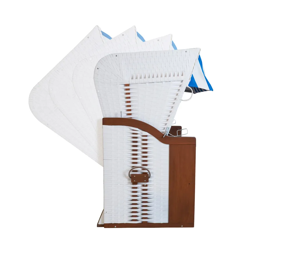 DeVries Strandkorb Profi Ostsee Fehmarn PE White Des.991 Blau- Weiß 9 DeVries Strandkorb Profi Ostsee Fehmarn PE White Des.991 Blau- Weiß – Bild 9