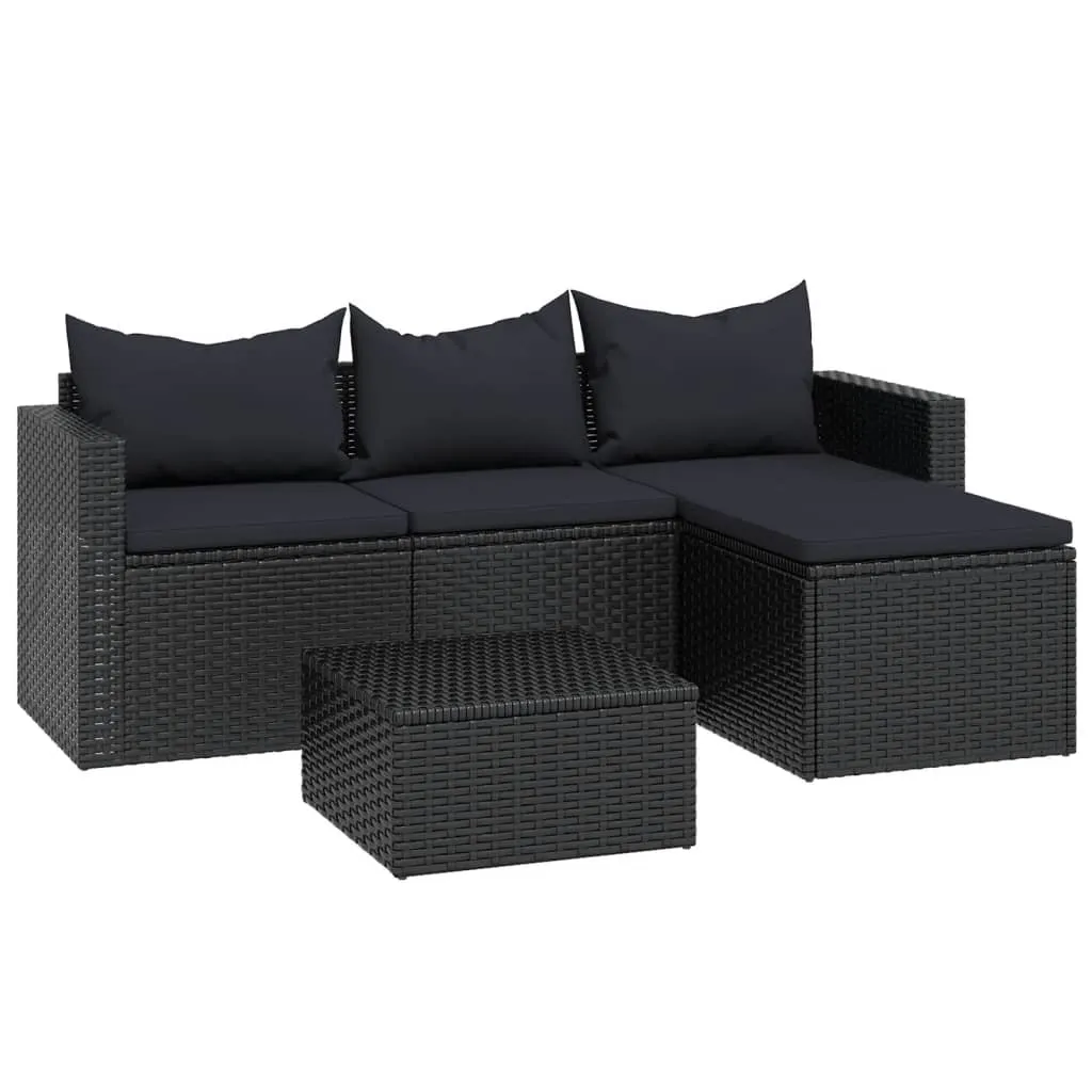 VidaXL Garten-Lounge-Set Schwarz Poly Rattan 1 VidaXL Garten-Lounge-Set Schwarz Poly Rattan