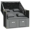 VidaXL Strandkorb Mit Kissen Poly Rattan Massivholz Anthrazit Schwarz