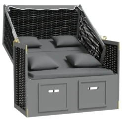 VidaXL Strandkorb Mit Kissen Poly Rattan Massivholz Anthrazit Schwarz