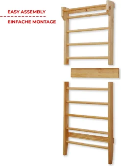 Physionics® Sprossenwand Aus Holz - Für Kinder Und Erwachsene, 195x80x14cm,100kg Max- Kletterwand, Turnwand, Klettergerüst -Grünwelt Exporteren Garten-Winkel 4cfdd1b949c02a32905215b16b837d44