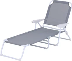 Outsunny Sonnenliege, Klappbare Strandliege, 4-stufige Gartenliege, Textil, Grau, 186 X 66 X 80 Cm -Grünwelt Exporteren Garten-Winkel 4dbca8a33149d365ebc4cb9abe5ab4e5