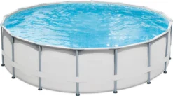 Summer Waves Premium FRAME Pool, Weiß, PVC/Stahl, Ø488x122 Cm, Jede Menge Zubehör Inklusive, Rund