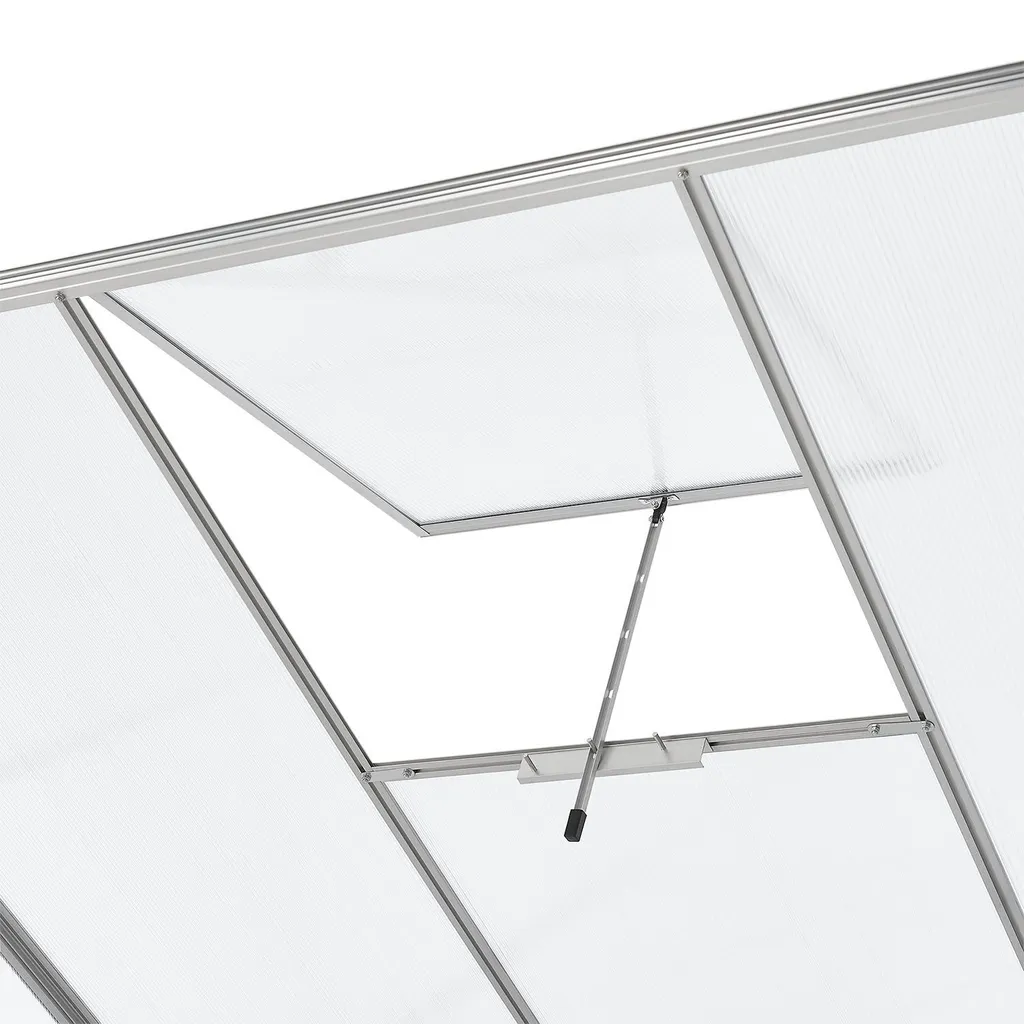 Juskys Aluminium Anlehn-Gewächshaus 2,4 M² – Treibhaus Mit Schiebetür, Fenster Zum Lüften & Stahl-Fundament – Stabiles Pflanzenhaus Für Garten 12 Juskys Aluminium Anlehn-Gewächshaus 2,4 M² – Treibhaus Mit Schiebetür, Fenster Zum Lüften & Stahl-Fundament – Stabiles Pflanzenhaus Für Garten – Bild 12