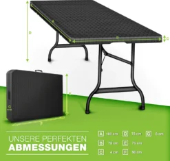 Tillvex Gartentisch Klappbar Rattan Optik 180x75cm | Buffettisch Mit Tragegriff | Klapptisch Für Garten Terrasse Und Balkon | Campingtisch 6 Personen -Grünwelt Exporteren Garten-Winkel 4e8e89dc846dd7f8bc2a7e973267988c
