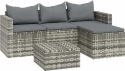 VidaXL 3-tlg. Garten-Lounge-Set Mit Kissen Grau Poly Rattan
