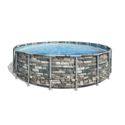 Bestway® Power Steel™ Aufstellpool Komplett-Set Mit Filterpumpe Ø 549 X 132 Cm Steinwand-Optik (Naturstein), Rund