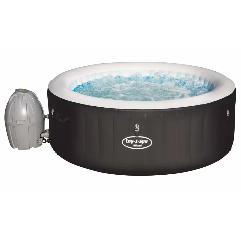 Bestway Whirlpool Lay-Z-Spa Miami | 4 Personen | 81 Massageluftdüsen | Automatisch Aufblasbar | 180x66 Cm | Schwarz/türkis | Abdeckung | Indoor Outdoor 2 Bestway Whirlpool Lay-Z-Spa Miami | 4 Personen | 81 Massageluftdüsen | Automatisch Aufblasbar | 180x66 Cm | Schwarz/türkis | Abdeckung | Indoor Outdoor – Bild 2