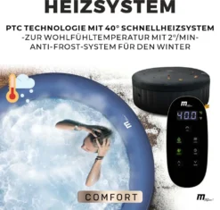 Miweba MSpa Whirlpool Comfort Bergen C-BE041 - Indoor & Outdoor-Whirlpool (Anthrazit/Blau) - Aufblasbar - 4 Personen - UV-C Filter - Anti-Frost-System - Verschließbare Poolabdeckung -Grünwelt Exporteren Garten-Winkel 504555b29ea1315cec5be7aac7dd59d0