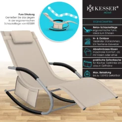 KESSER® Sonnenliege Relaxliege Schwungliege | Gartenliege | Gartenstuhl | Klappstuhl Faltbar | Liegestuhl | Schaukelsessel | Ergonomische Relaxsessel | Wetterfest | 150 Kg Belastung |, Farbe:Beige 10 KESSER® Sonnenliege Relaxliege Schwungliege | Gartenliege | Gartenstuhl | Klappstuhl Faltbar | Liegestuhl | Schaukelsessel | Ergonomische Relaxsessel | Wetterfest | 150 Kg Belastung |, Farbe:Beige -Grünwelt Exporteren Garten-Winkel 507583542d4b103e06d254168c5d13de