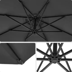 SONGMICS Sonnenschirm, Ø 300 Cm, Mit Ständer, Sonnenschutz UV-Schutz UPF 50+, Mit Kurbel Zum Öffnen Und Schließen, Grau GPU116G01 -Grünwelt Exporteren Garten-Winkel 512821c8e3516fd5605583dd112f2e2b