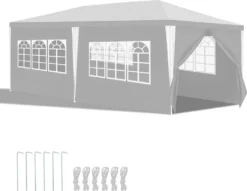 Yakimz Pavillon Verbolzung Festzelt Partyzelt Außenveranstaltungen Stahlrohre 3x6m Weiß