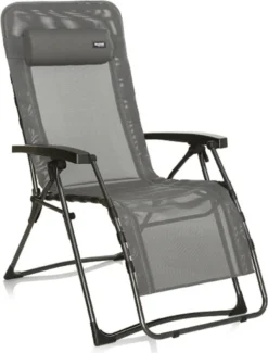 Westfield Home & Garden Relax Lounger Grau Hochlehner Gartenliege Textilene Bezug Wasserabweisend Bis 140 Kg Belastbar