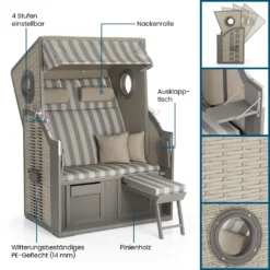 Hoberg 2-Sitzer-Strandkorb Mit Bullaugen Strandkorb Vollieger Gartenliege Ostsee Sitzer Sonneninsel Bullauge Grau Hoberg **Mit Modernem Bullauge** -Grünwelt Exporteren Garten-Winkel 5255d1a199d18ca7a4bdb4b44d809ace