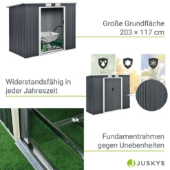 Juskys Metall Gerätehaus M Mit Pultdach, Schiebetür & Fundament - 4m³ - 213×130×173 Cm - Anthrazit - Geräteschuppen Gartenhaus Garten Schuppen 15 Juskys Metall Gerätehaus M Mit Pultdach, Schiebetür & Fundament - 4m³ - 213×130×173 Cm - Anthrazit - Geräteschuppen Gartenhaus Garten Schuppen -Grünwelt Exporteren Garten-Winkel 52a0ae4357468c38cfc9d19421656b4a