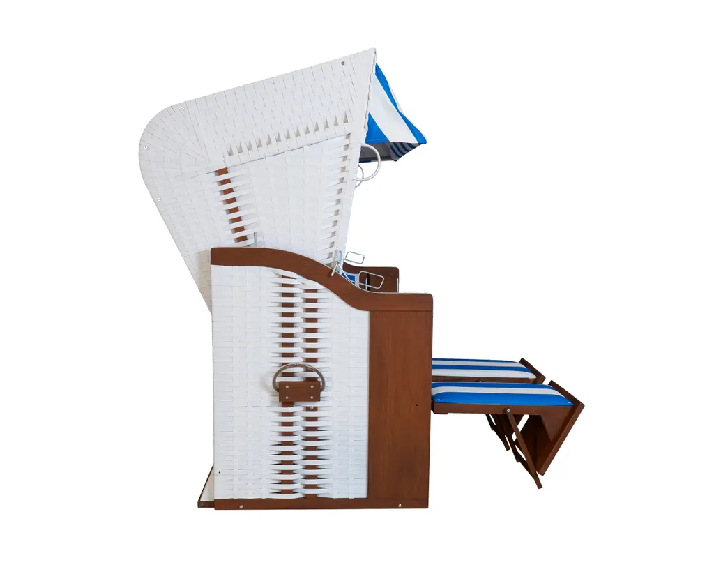 DeVries Strandkorb Profi Ostsee Fehmarn PE White Des.991 Blau- Weiß 10 DeVries Strandkorb Profi Ostsee Fehmarn PE White Des.991 Blau- Weiß – Bild 10