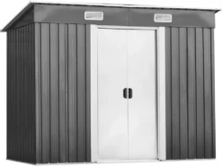 COSTWAY Gerätehaus Metall Gartenhaus 5m³ 238x131x181cm Mit 2 Schiebetüren Gartenhaus Geräteschuppen Für Outdoor & Garten
