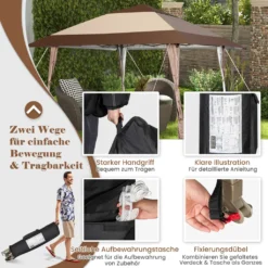 COSTWAY 4x4m Faltpavillon, Pop Up Pavillon Mit Rollen, Wasserdicht, UV-Schutz 50+, Partyzelt Gartenpavillon Für Garten Party Hochzeit Und Festival, Inkl. Mit Tragetasche -Grünwelt Exporteren Garten-Winkel 5425524cc33386e446483c283613ac49