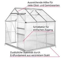 Tectake Gewächshaus Aus Aluminium Mit Fundament - 190 X 185 X 195 Cm -Grünwelt Exporteren Garten-Winkel 546113499792b1754a909f4addec943c