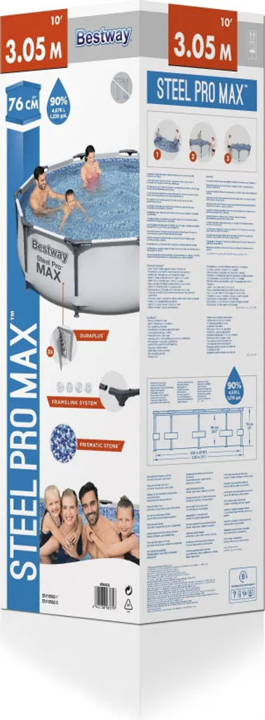 Bestway® Steel Pro MAX™ Frame Pool Ohne Pumpe Ø 305 X 76 Cm, Lichtgrau, Rund 15 Bestway® Steel Pro MAX™ Frame Pool Ohne Pumpe Ø 305 X 76 Cm, Lichtgrau, Rund – Bild 15