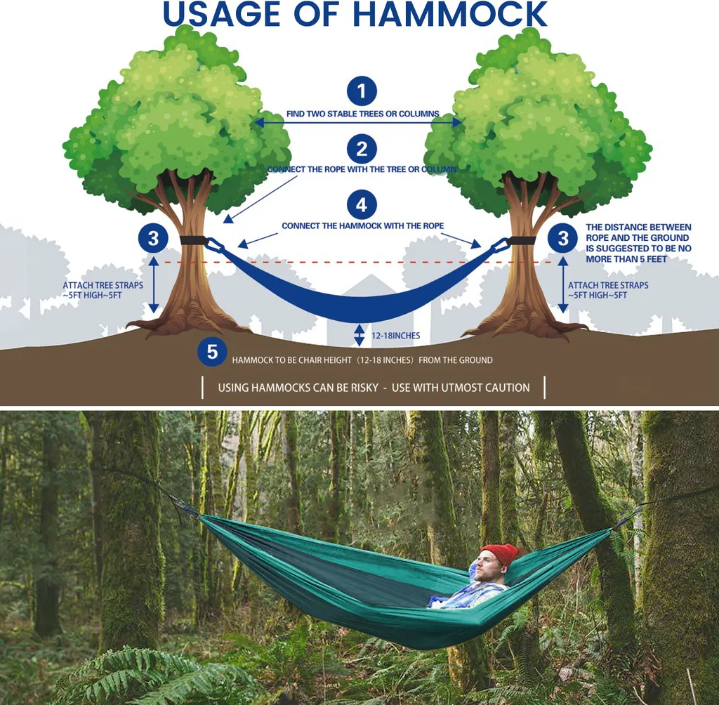Topchances Camping Hängematte Mit Moskitonetz Und Tarp, Reise Zeltplane Für Outdoor,Wandern,Trekking (Grau+Dunkelgrün) 4 Topchances Camping Hängematte Mit Moskitonetz Und Tarp, Reise Zeltplane Für Outdoor,Wandern,Trekking (Grau+Dunkelgrün) – Bild 4