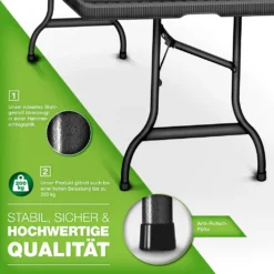 Tillvex Gartentisch Klappbar Rattan Optik 180x75cm | Buffettisch Mit Tragegriff | Klapptisch Für Garten Terrasse Und Balkon | Campingtisch 6 Personen -Grünwelt Exporteren Garten-Winkel 5717876ffa4881de1a77a643fe823e2c