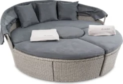 Di Volio Polyrattan Sonneninsel MILANO - Garteninsel Mit Faltbarem Sonnendach & Hocker-Tisch Im Exklusiven Rattan-Design Inkl. Zwei Fleecedecken -Grünwelt Exporteren Garten-Winkel 57198de074d7075a07e34f2f136d9bf0