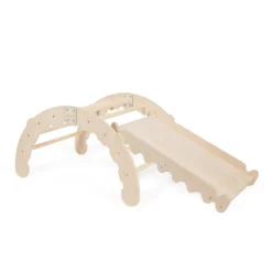 MAMOI® Kletterbogen Mit Rutsche, Kletterdreieck, Baby Klettern, Regenbogenwippe Aus Holz, Holzbogen Für Kinder, Rutschbrett Für Spielplatz, Mini Klettergerüst Indoor Ab 1/2/3 Jahre -Grünwelt Exporteren Garten-Winkel 575b63ced82cc8a4bd523d76df3a58e4