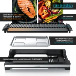 Arendo Tischgrill Elektrisch – XXL Elektrogrill Party Grill - Abnehmbare Platte - Fettauffangschale – Für BBQ, Steaks, Würstchen, Fisch, Gemüse Etc. – Indoor Und Outdoor - BPA-frei 8 Arendo Tischgrill Elektrisch – XXL Elektrogrill Party Grill - Abnehmbare Platte - Fettauffangschale – Für BBQ, Steaks, Würstchen, Fisch, Gemüse Etc. – Indoor Und Outdoor - BPA-frei -Grünwelt Exporteren Garten-Winkel 580a0daac9ca0fa308272a2d36a6e227
