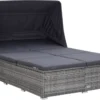VidaXL 2-Personen-Sonnenliege Mit Auflage Poly Rattan Grau