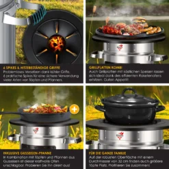 KESSER® Raketenofen Inkl. Grillpfanne Aus Gusseisen Mit Tragetasche Dutch Oven BBQ Rakete Holzofen Camping Campingkocher Campinggrill, Edelstahl, Farbe:Silber -Grünwelt Exporteren Garten-Winkel 593362107d54f95cb2fbd92648454104