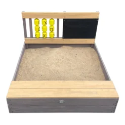 AXI Kitty Sandkasten Aus Holz Mit Bank, Stauraum & Tic-Tac-Toe | Sandbox In Anthrazit & Braun Inklusive Bodenplane | 100 X 100 Cm -Grünwelt Exporteren Garten-Winkel 5966c59af3a29b569db1986d5e44a461