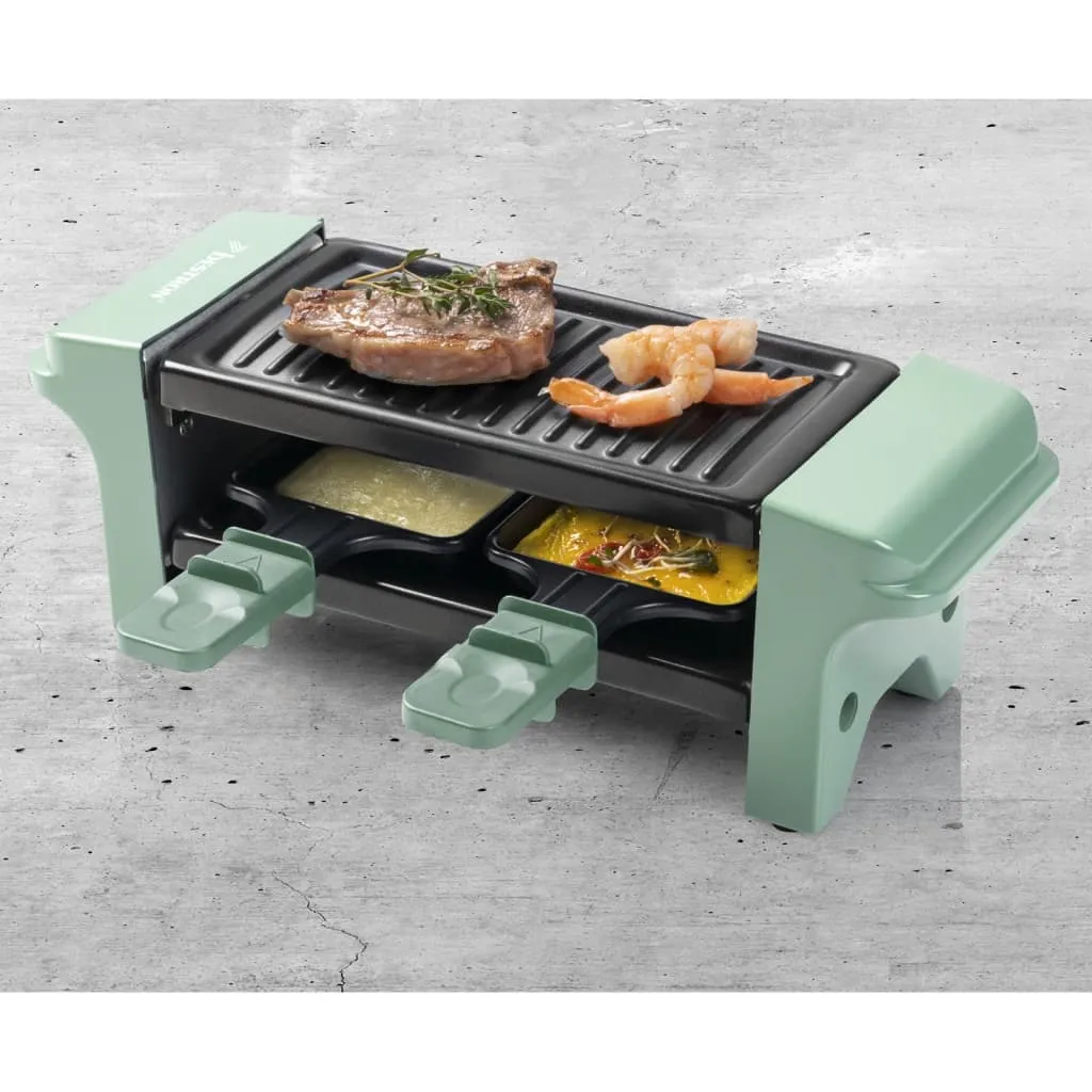 Bestron Raclette Für 1 Bis 2 Personen, Mini Tischgrill Mit Zwei Pfännchen Und Zwei Holzschabern, 350 Watt, Farbe: Grün/Schwarz 8 Bestron Raclette Für 1 Bis 2 Personen, Mini Tischgrill Mit Zwei Pfännchen Und Zwei Holzschabern, 350 Watt, Farbe: Grün/Schwarz – Bild 8