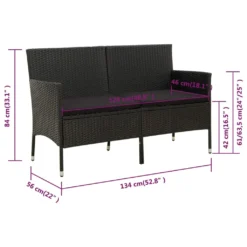 VidaXL 3-Sitzer-Gartensofa Mit Kissen Schwarz Poly Rattan -Grünwelt Exporteren Garten-Winkel 5a50c152ef372eca1f4634c8077b18d1