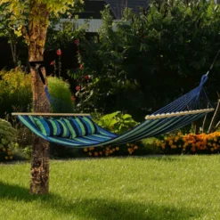 Juskys Hängematte Caracas 230 X 150 Cm In Grün-Blau – Doppelhängematte Aus Baumwolle Für 2 Personen Mit Kissen – Outdoor-Hängematte Bis 300 Kg -Grünwelt Exporteren Garten-Winkel 5a8a631ec280fde68d0d71b2ef6f9b2d