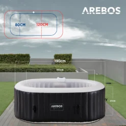 AREBOS Whirlpool Mit LED Beleuchtung, Aufblasbar, In- & Outdoor,190x120 Cm Oval, 2 Personen, 90 Massagedüsen, Mit Heizun, 550 Liter, Inkl. Abdeckung 17 AREBOS Whirlpool Mit LED Beleuchtung, Aufblasbar, In- & Outdoor,190x120 Cm Oval, 2 Personen, 90 Massagedüsen, Mit Heizun, 550 Liter, Inkl. Abdeckung -Grünwelt Exporteren Garten-Winkel 5ada932786967f8494982b254f2ee890