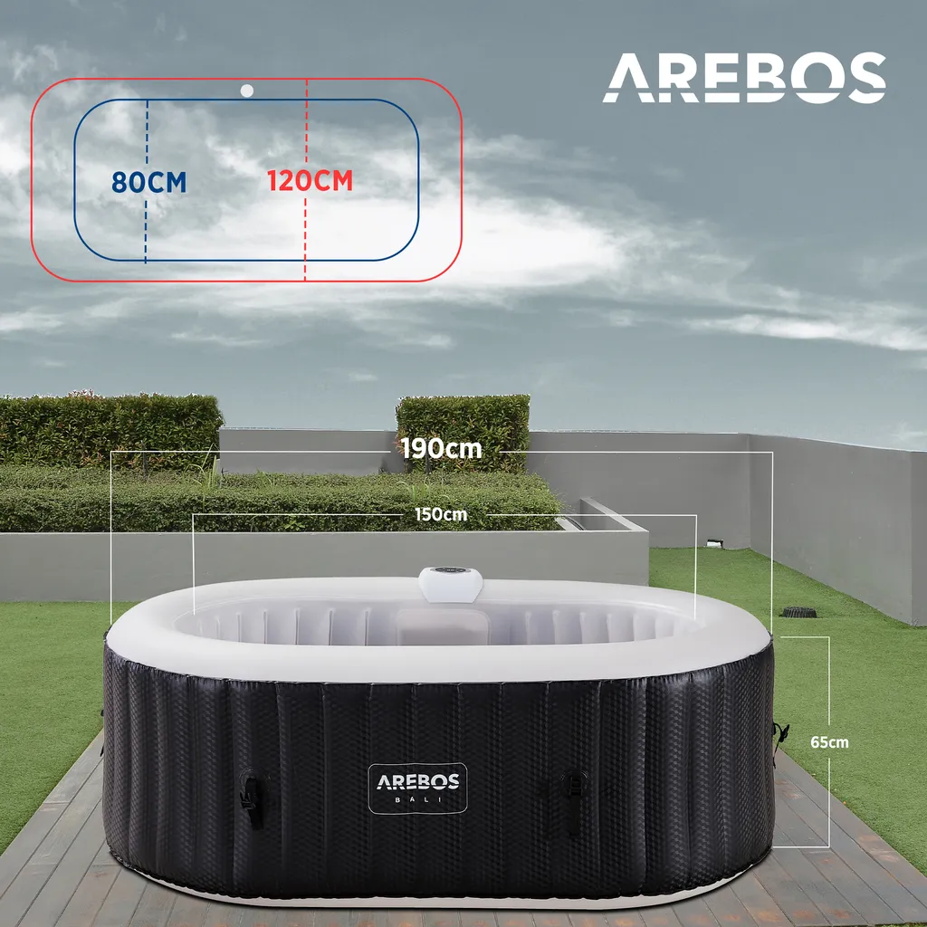 AREBOS Whirlpool Mit LED Beleuchtung, Aufblasbar, In- & Outdoor,190x120 Cm Oval, 2 Personen, 90 Massagedüsen, Mit Heizun, 550 Liter, Inkl. Abdeckung 6 AREBOS Whirlpool Mit LED Beleuchtung, Aufblasbar, In- & Outdoor,190x120 Cm Oval, 2 Personen, 90 Massagedüsen, Mit Heizun, 550 Liter, Inkl. Abdeckung – Bild 6