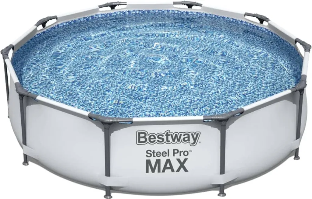 Bestway® Steel Pro MAX™ Frame Pool Ohne Pumpe Ø 305 X 76 Cm, Lichtgrau, Rund 2 Bestway® Steel Pro MAX™ Frame Pool Ohne Pumpe Ø 305 X 76 Cm, Lichtgrau, Rund – Bild 2